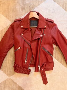 AllSaints Balfern Leather Biker Jacket with Silver Hardware US2 UK 6 EU34